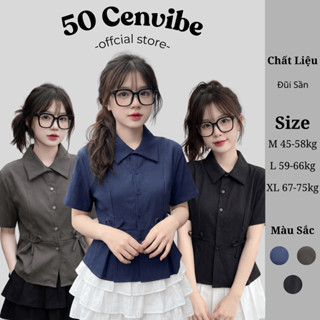  Áo Sơ Mi Nữ Dáng Ngắn Phối Nơ Thiết Kế Dây Buộc Tôn Eo Có Bigsize 45-75kg Phong Cách Korea  50 Cents Clothing  #262 