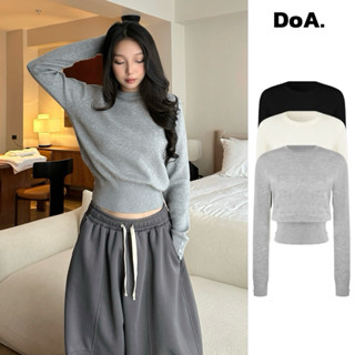   DEAL MỞ BÁN  Áo len cổ tròn fom ôm lửng phối cúc DoA Style áo dệt kim nữ thu đông mới 