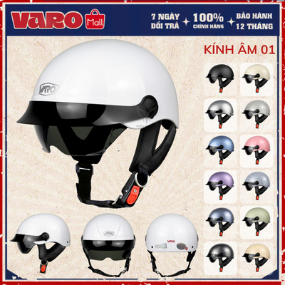 Mũ Bảo Hiểm VARO Kính Âm 01 Lưỡi Trai – Nón 1/2 Có Kính Giấu – ABS Cao Cấp – Chính Hãng VAROHelmet