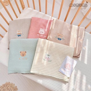 Chăn lưới Monona vải WAFFLE sợi tre họa tiết thỏ mèo đáng yêu