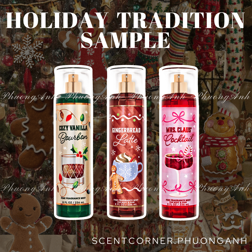 [ Mini để thử mùi ] Cozy Vanilla Bourbon | Gingerbread Latte - Xịt thơm Body Mist Bath & Body Works 