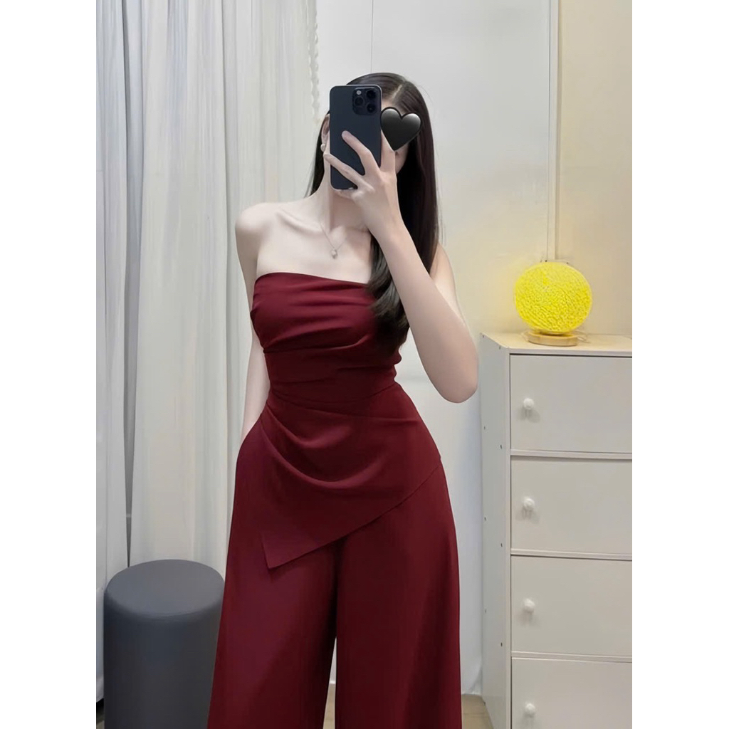 JUM cotton hàn cúp N giả áo lệch tà cực xinh, jum đi chơi, jum quần dài đi du lịch ( jum liền)