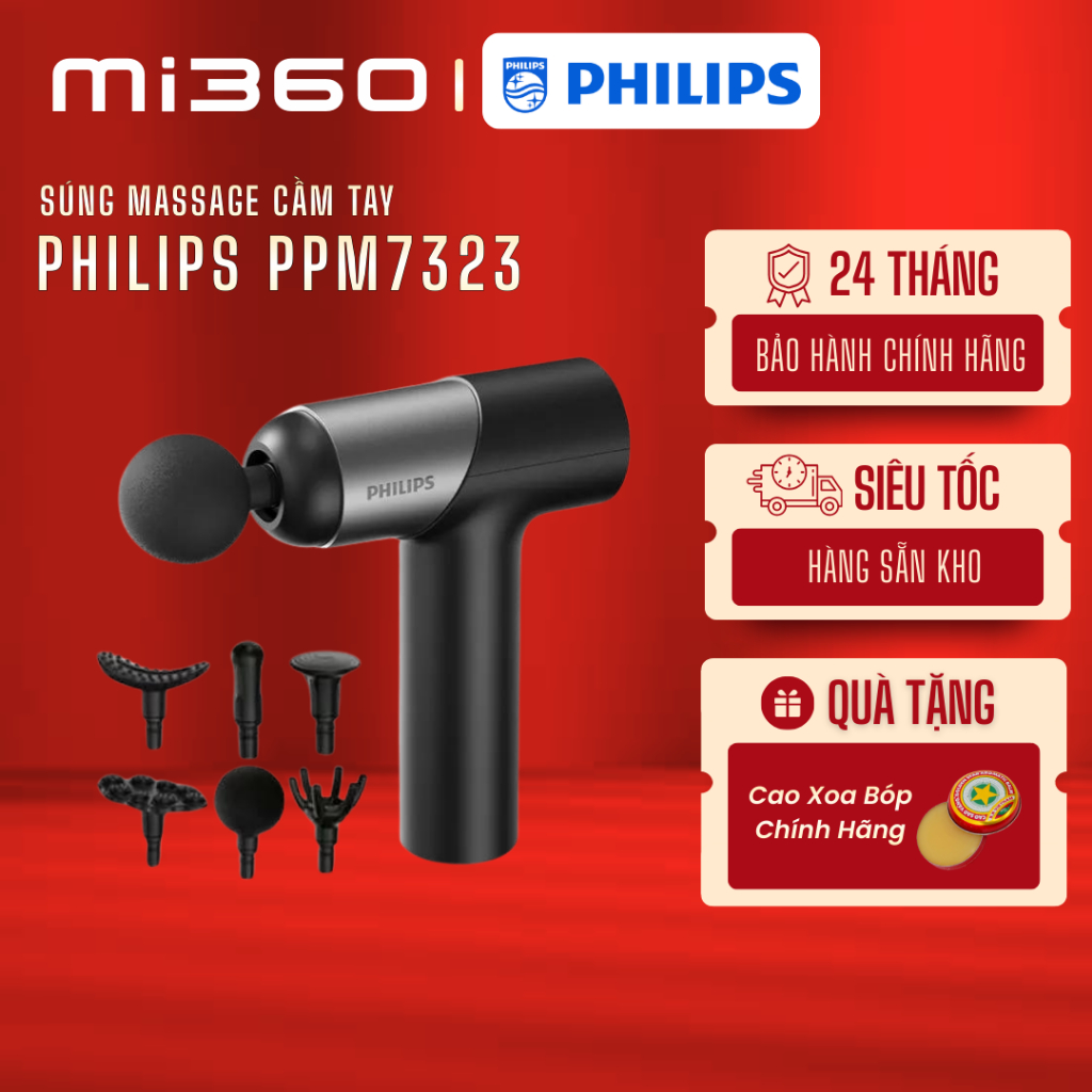 Máy Massage Cầm tay Philips PPM7323 - 7 cấp độ điều chỉnh - 6 đầu massage chuyên dụng