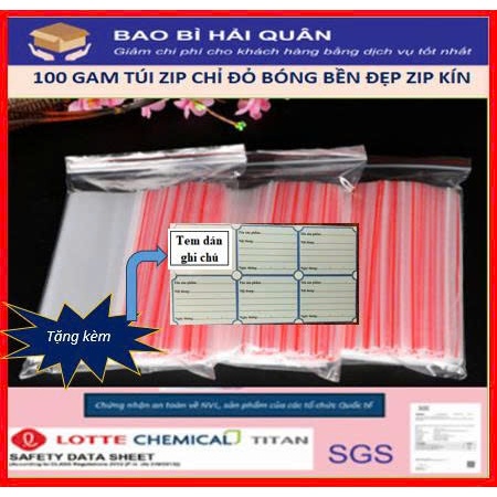 Túi Zip Chỉ Đỏ 100g – Bao Bì Tiện Lợi – Nhiều Size – Giá Sỉ .Được Kiểm Nghiệm An Toàn Với Người Sử Dụng
