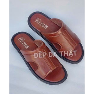 dép da bò thật đế  3cm cao su  mềm mang nhẹ