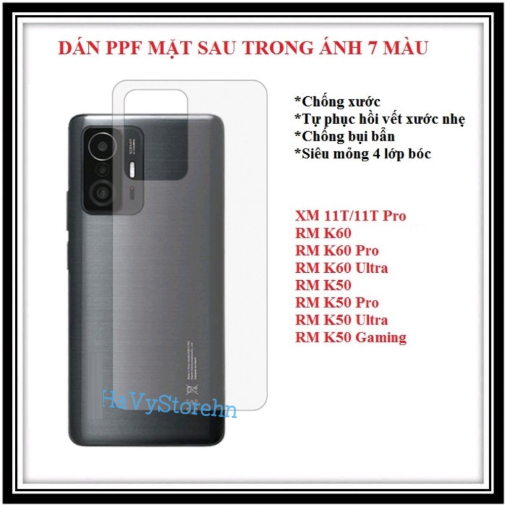 Dán PPF mặt sau 4 lớp trong suốt ánh cầu vồng XM 11T 11T Pro RM K60 Pro K60 Ultra K50 Pro K50 Ultra 