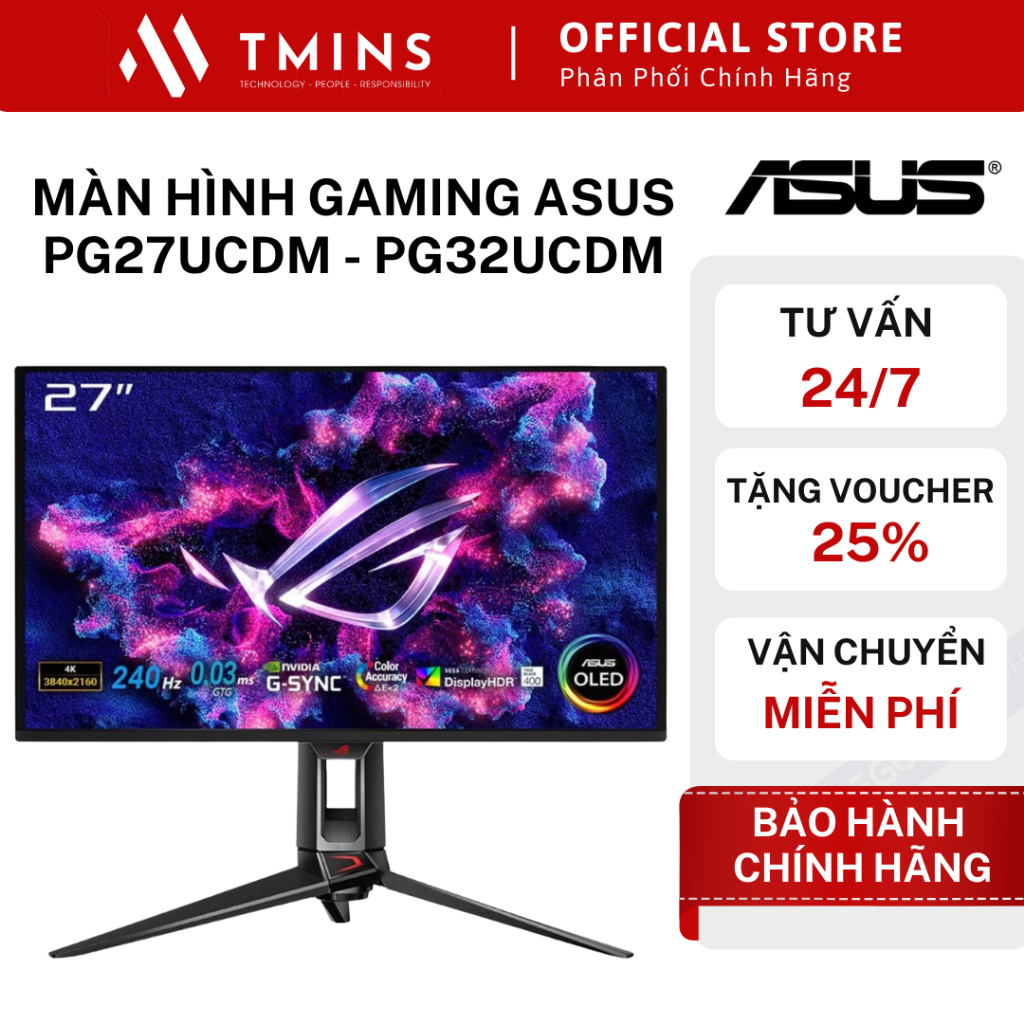 Màn Hình Gaming ASUS ROG Swift OLED PG27UCDM - PG32UCDM (26.5/32 inch - 4K - OLED - 240Hz - 0.03ms) 