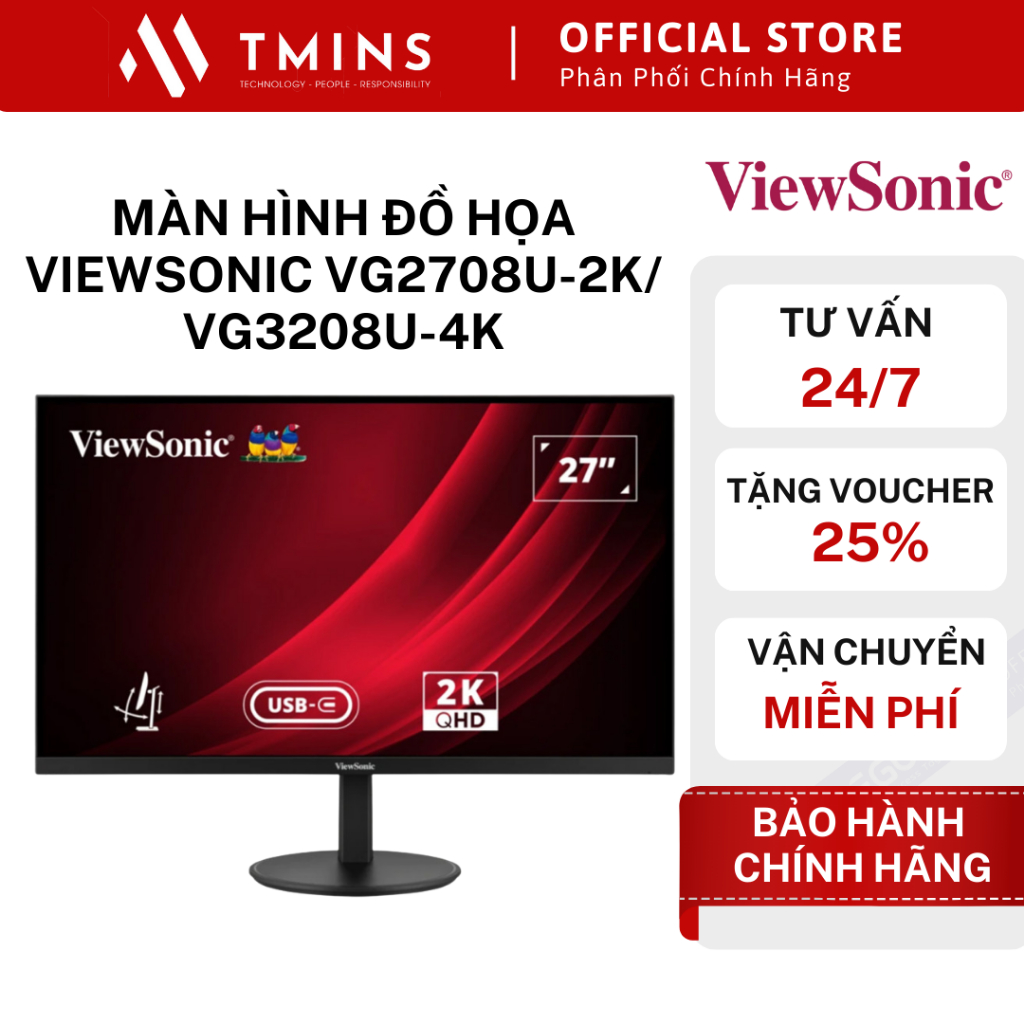Màn hình đồ họa ViewSonic VG2708U-2K/ VG3208U-4K  (32/27 inch, IPS/VA, QHD/ UHD, 75hz/60hz, 4ms) - H