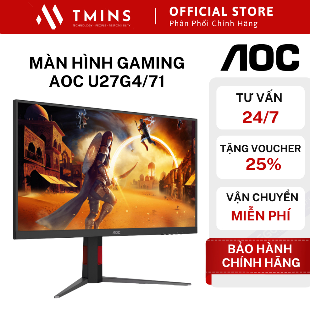 Màn hình gaming AOC U27G4/71 (27 inch/Fast IPS/UHD-160Hz-0.5ms - FHD-0.3ms-320Hz) - Hàng chính hãng