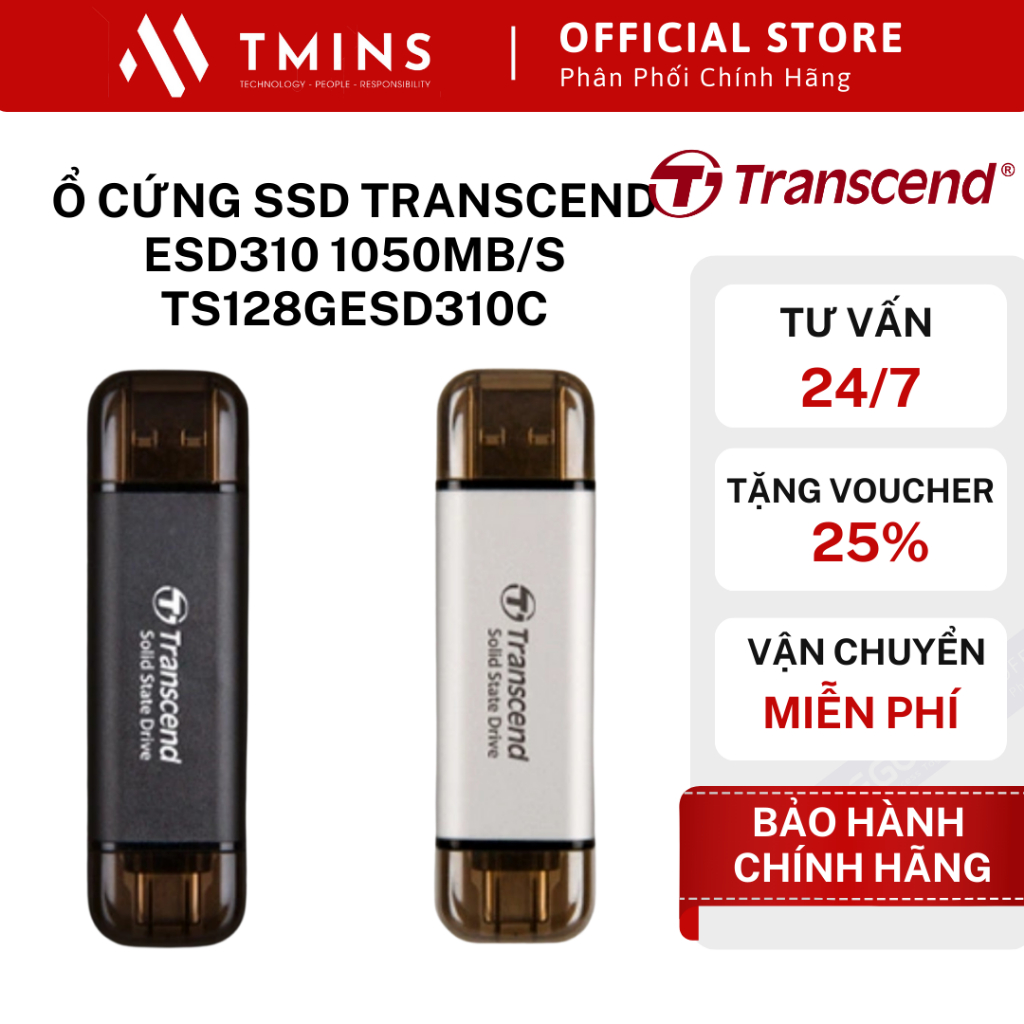 Ổ cứng SSD Transcend ESD310 1050MB/s TS128GESD310C (Ổ cứng di động 128GB)