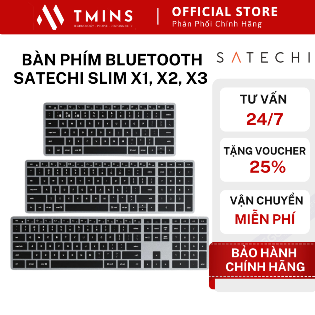 Bàn phím bluetooth Satechi Slim X1, X2, X3 có đèn nền