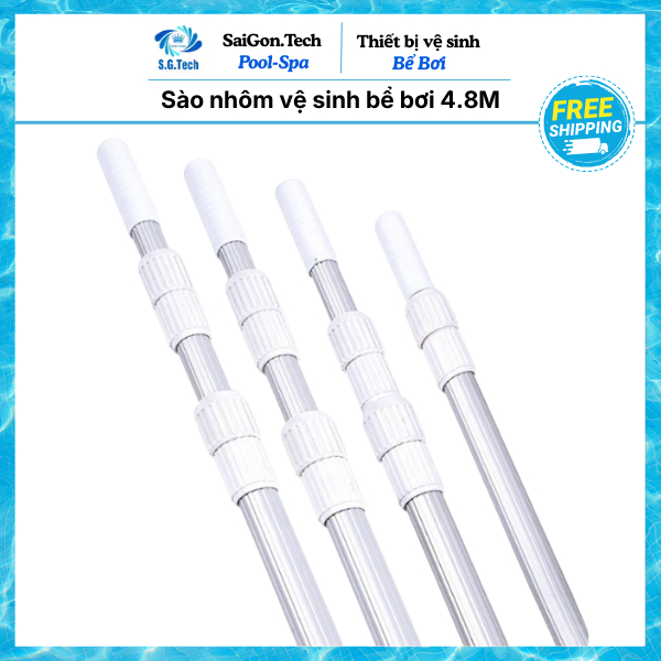 Sào nhôm bể bơi dài 4.8 mét, sào nhôm đa năng hồ bơi, sào nhôm 5m có thể thu gọn 2.4 mét