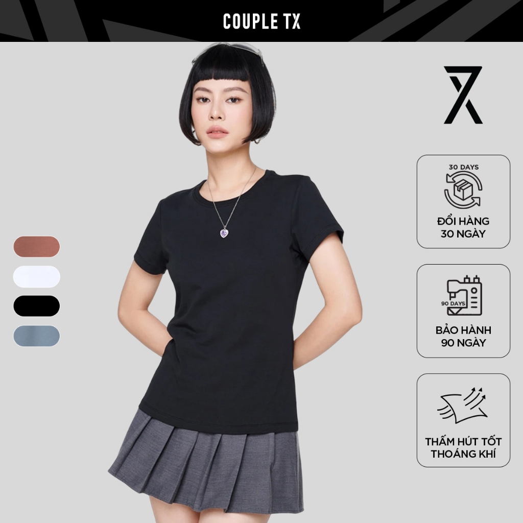 Áo Thun Nữ Couple TX Cổ Tròn Basic Vải Đốm Form Slim Ôm WTS 2375