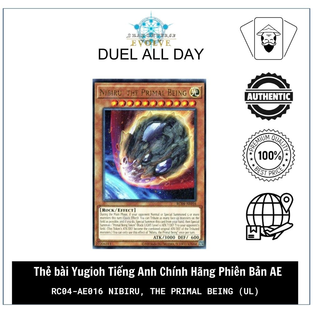Thẻ bài Yugioh Tiếng Anh Chính Hãng Phiên Bản AE: RC04-AE016 Nibiru, the Primal Being (UL)
