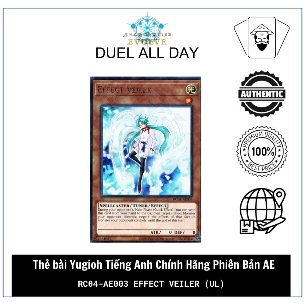 Thẻ bài Yugioh Tiếng Anh Chính Hãng Phiên Bản AE: RC04-AE003 Effect Veiler (UL)