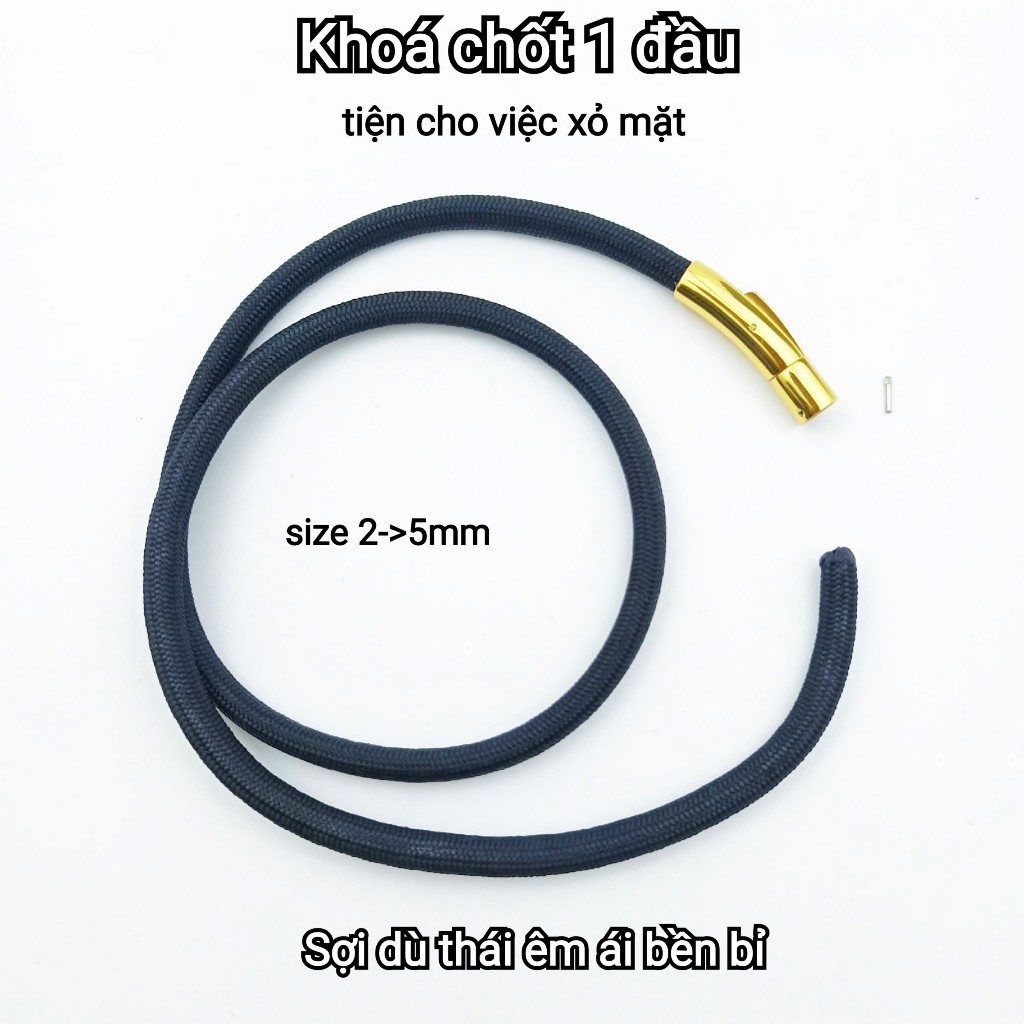Dây chuyền dù thái đen khoá titan chốt 1 đầu tiện lợi cho việc xỏ mặt - dây đeo phong thủy vòng cổ n