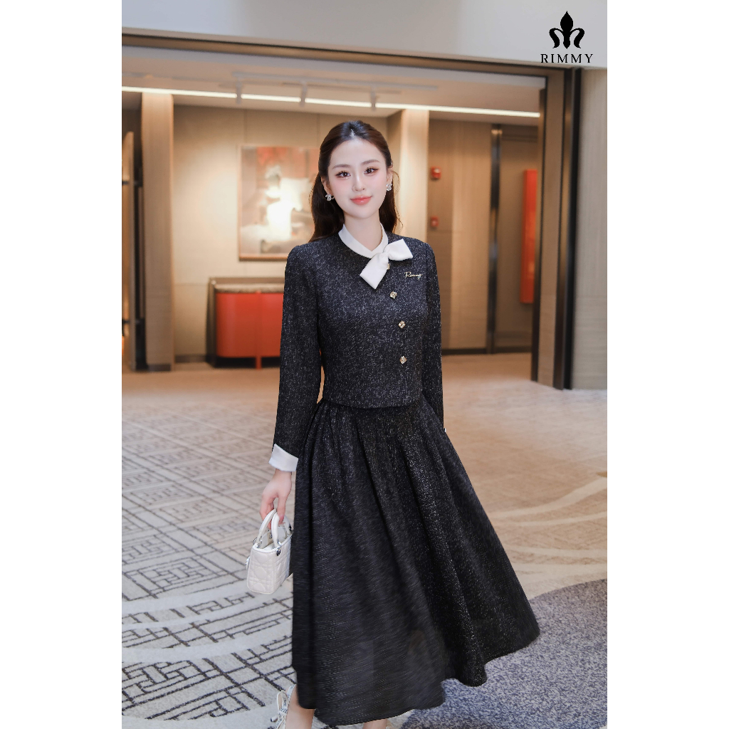 Váy Dạ Tweed Mỏng Màu Muối Tiêu Phối Trắng Thanh Lịch Công Sở Hera Thời Trang Thiết Kế Nữ Rimmy