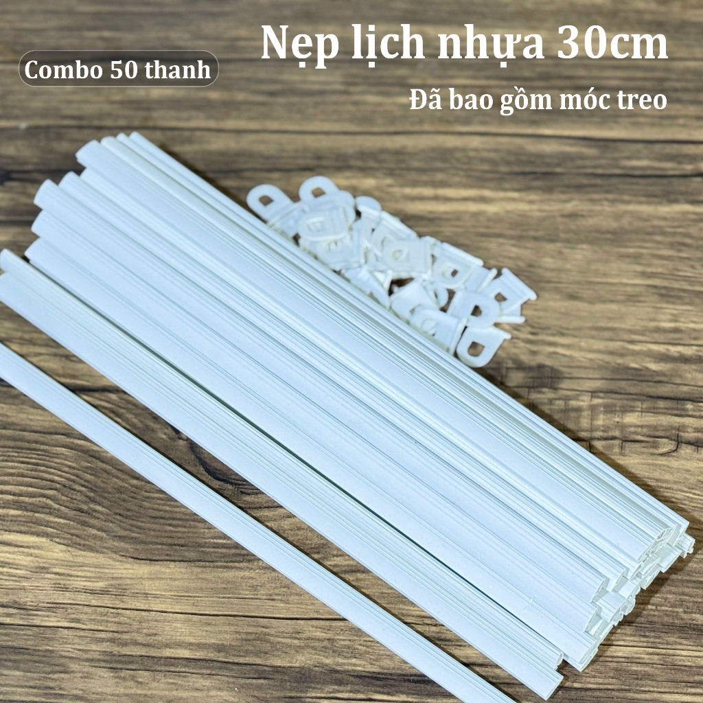 [30cm] Combo 50 thanh nẹp lịch nhựa, bản đồ, tranh ảnh thư pháp đã kèm tai treo