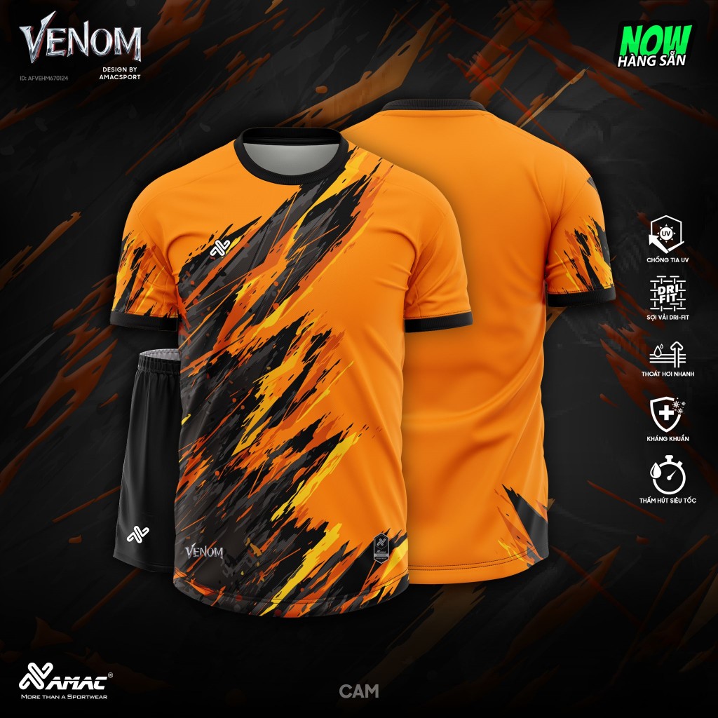 [Hỗ Trợ In Tên & Số] Bộ Quần Áo Đá Bóng AMAC VENOM - Thoáng Mát, Thấm Hút Tốt | Thể thao AMAC