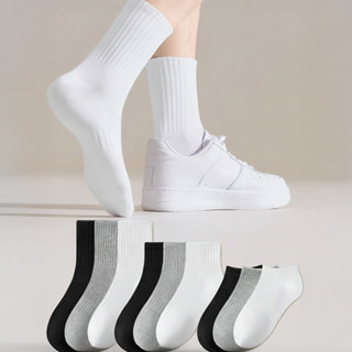 [ SET 10 ĐÔI ] Tất Cotton Trơn Unisex Cổ Cao/Cổ Lửng/Cổ Thấp 3 Màu Trắng Đen Xám Thể Thao Công Sở Thời Trang