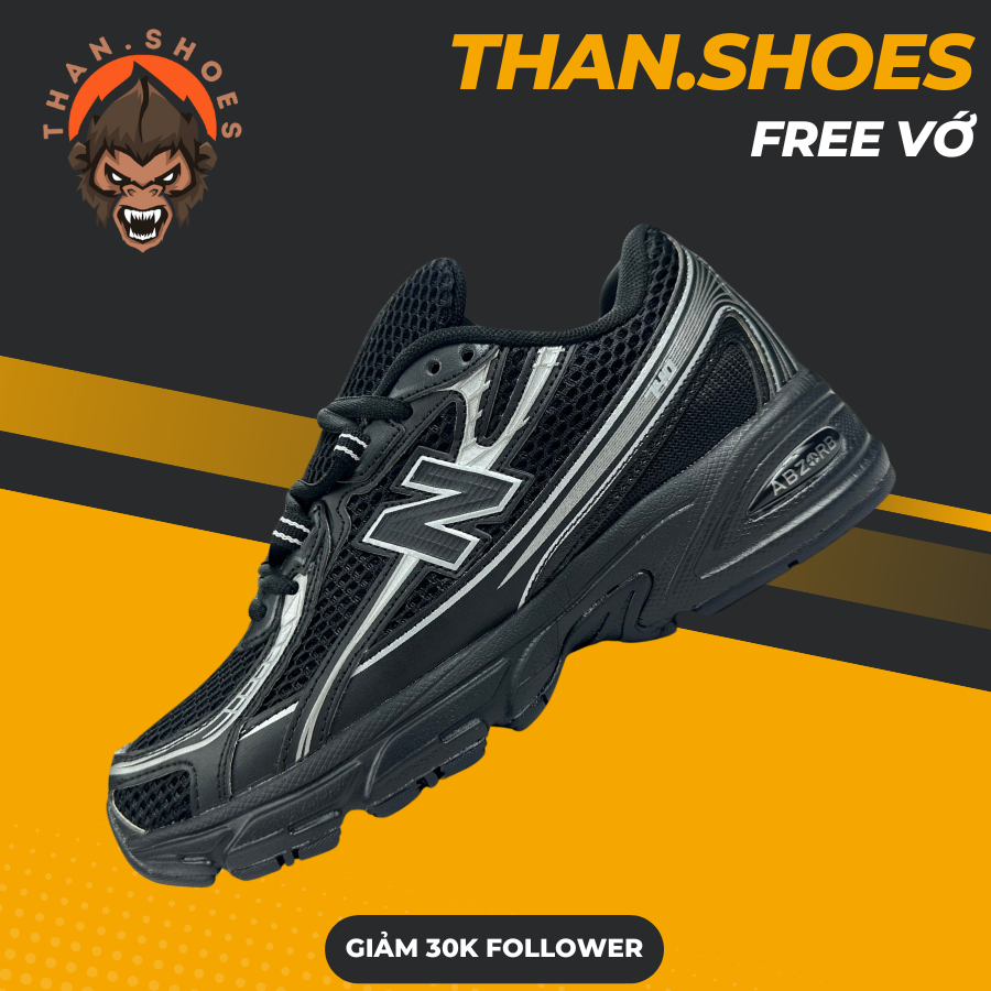 Giày Sneaker Thể Thao NB 740 Black Silver Đen Bạc