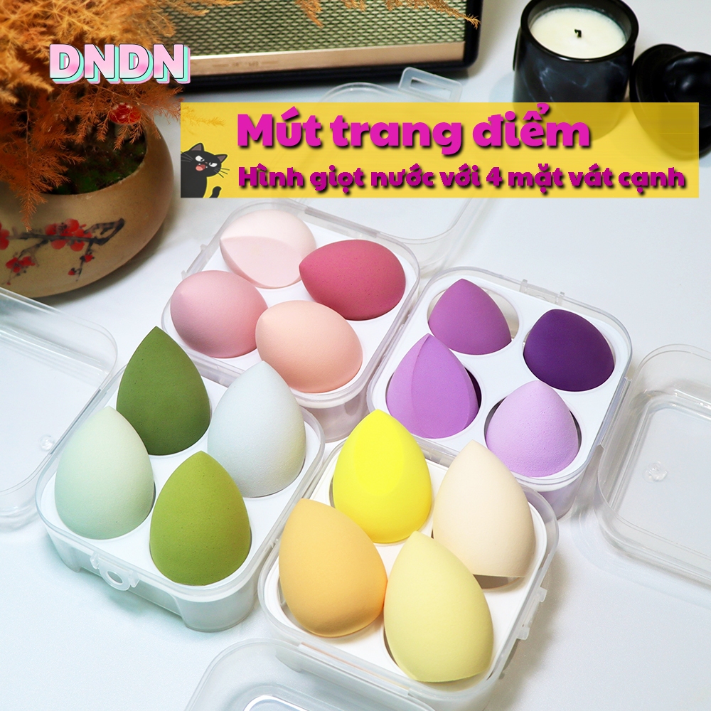 DNDN Set 4 cái mút trang điểm,mút đánh nền,dụng cụ trang điểm nền,thích hợp sử dụng ướt và khô