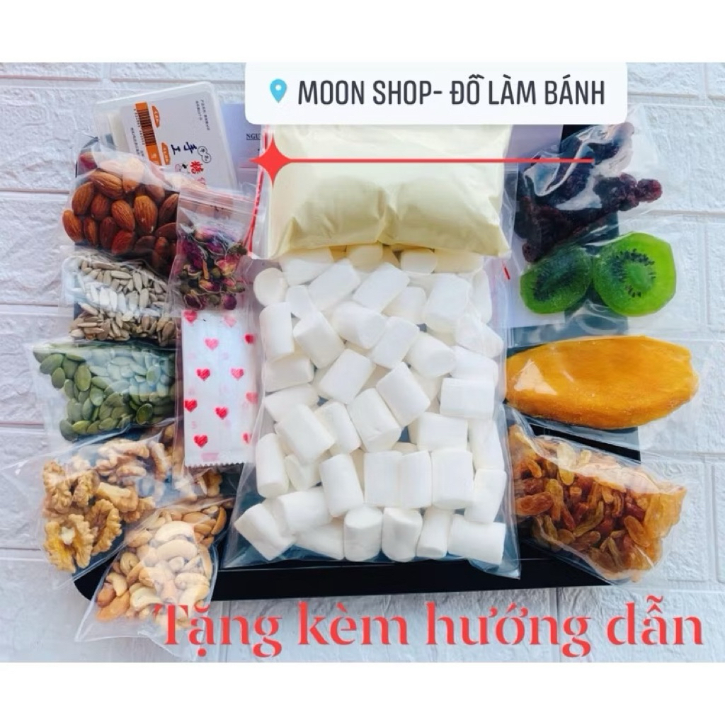 Set nguyên liệu làm kẹo Nougat( kẹo hạnh phúc) không kèm bơ