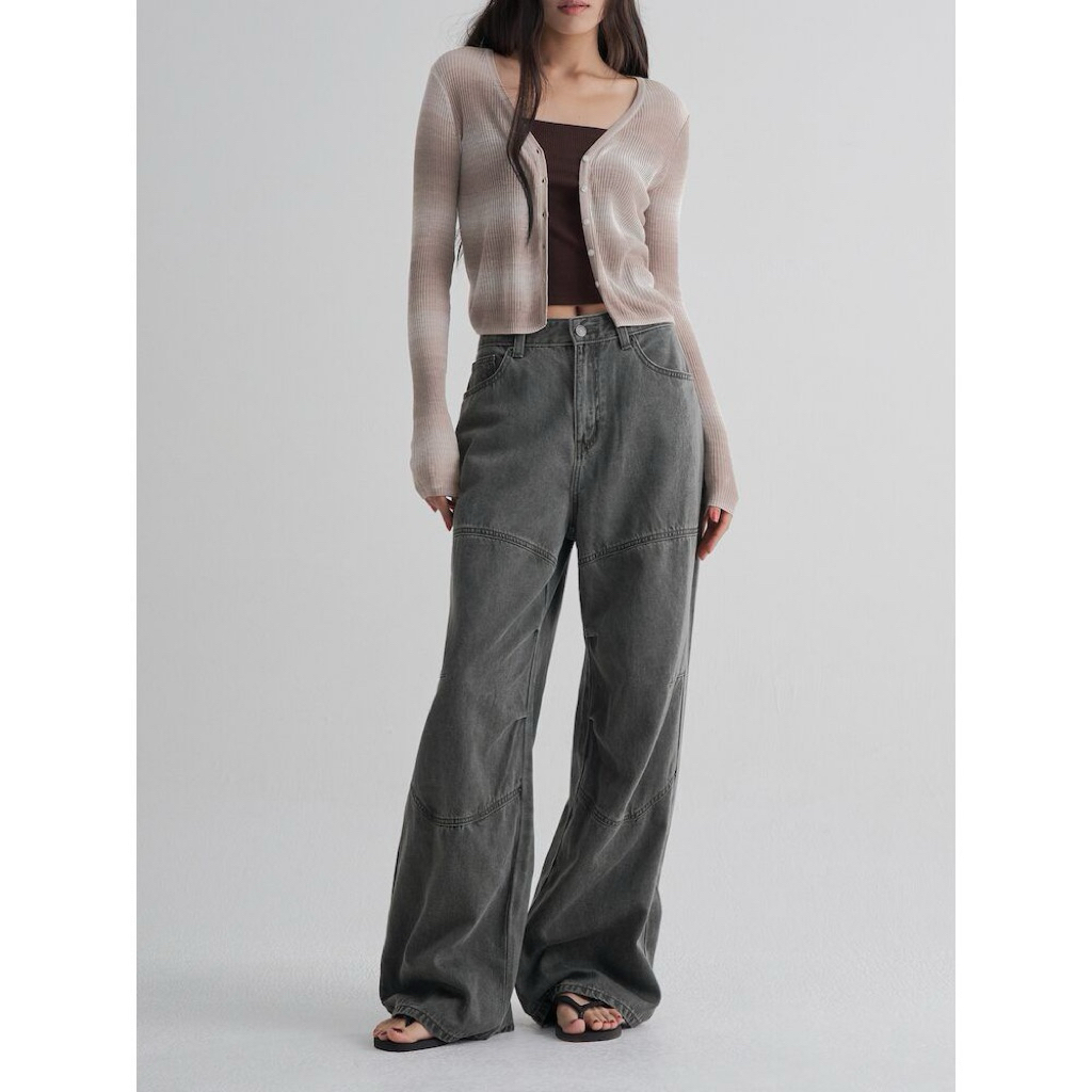 [SS25-8SECONDS] QUẦN JEANS ỐNG RỘNG XANH RÊU XUẤT HÀN