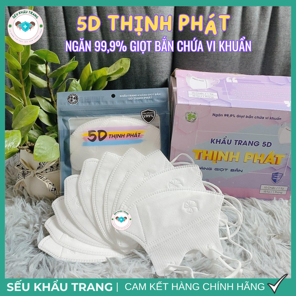 5D THỊNH PHÁT- 400 CÁI KHẨU TRANG TRENDY 3 LỚP KHÁNG KHUẨN ĐỦ 10 MÀU