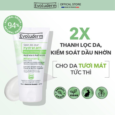 [HSD 01.2027] Kem dưỡng ẩm Evoluderm da thường, da dầu hỗn hợp cho làn da mịn màng tươi sáng 50ml