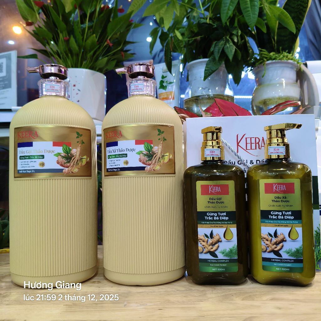 Gội xả gừng kerra 500ml, 2000ml gừng Trắc bá điệp giảm rụng tóc, sạch gầu, hết ngứa...