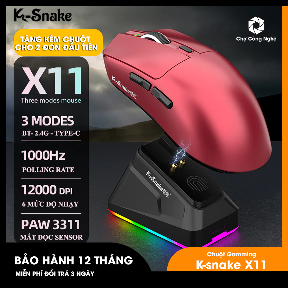 [HỎA TỐC] [MUA 1 TẶNG 1]Chuột không dây chuyên game T-Wolf K-SNAKE X11 / 3mdode + App  / PAW3311 kèm