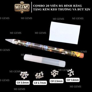 20 Viên Đá Đính Răng, Dán Răng Tặng Kèm Keo Bút