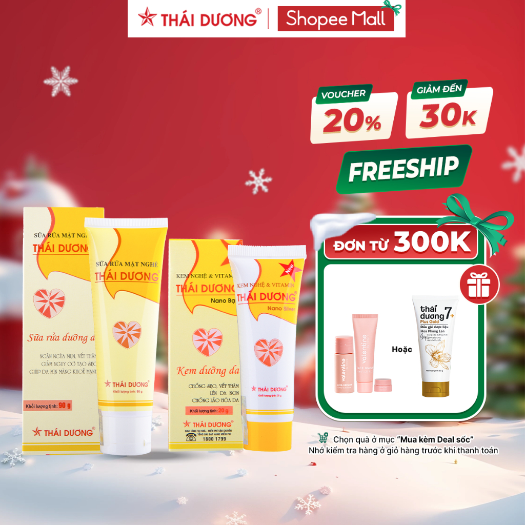 Bộ sản phẩm Sữa rửa mặt nghệ Thái Dương 90g và kem nghệ Thái Dương 20g