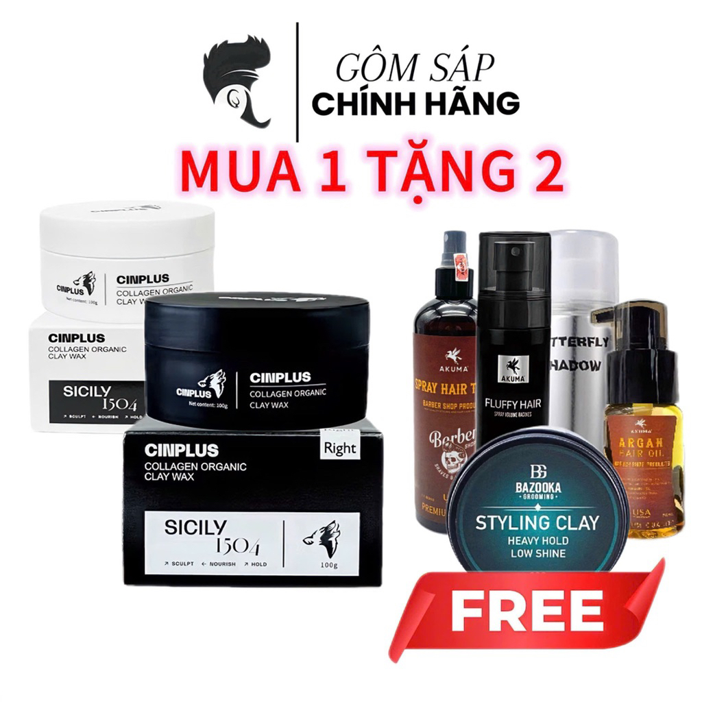 Sáp vuốt tóc Cinplus Sicily Clay Wax Left, Cinplus Right, Cinplus Trắng, Cinplus Đen hàng chính hãng