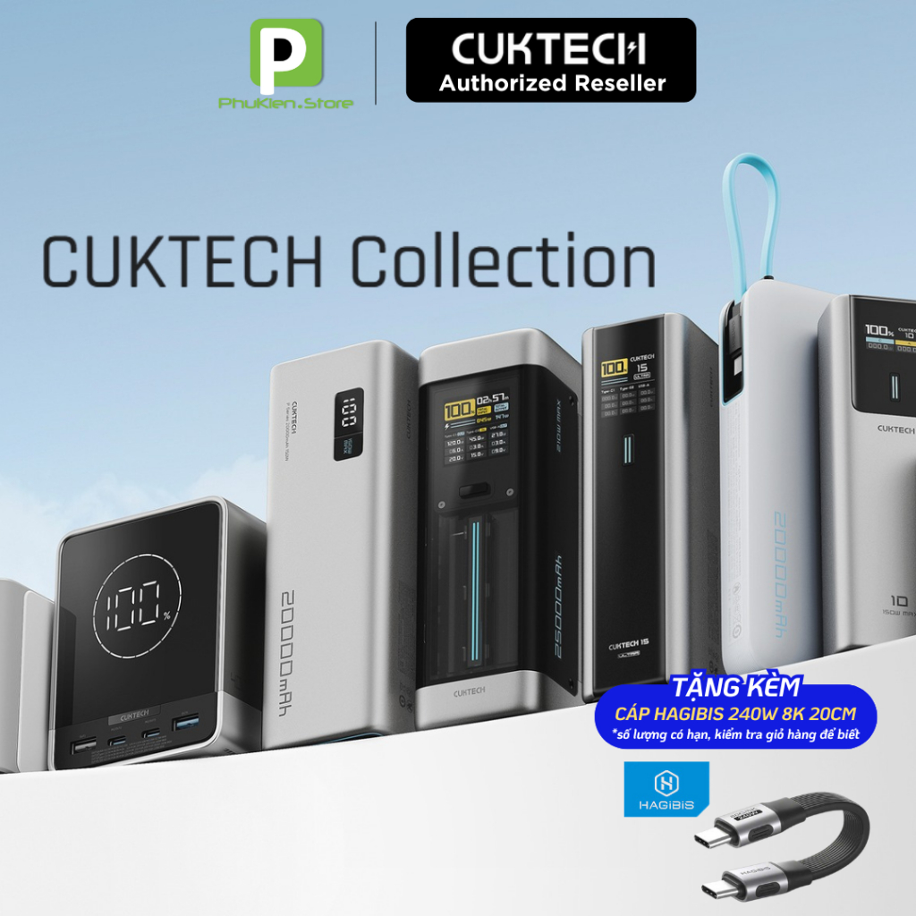 [Nguyên Seal, BH18th] Sạc nhanh Cuktech PB100 PB1055 PB100P PB150P PB150S LPB200NL PB200N PB200 PB20