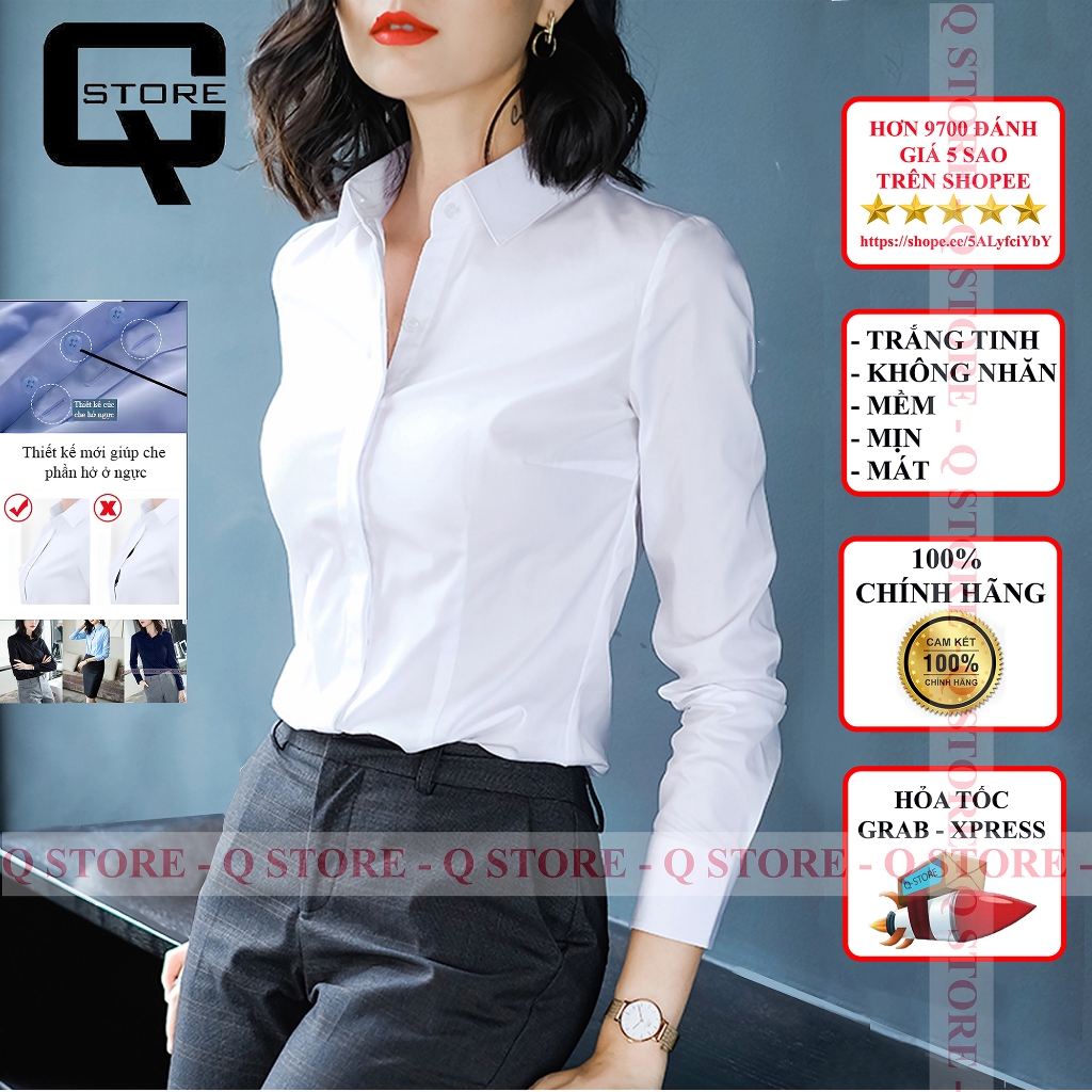 [voucher giảm 10%] Áo sơ mi công sở nữ dài tay dáng Hàn Quốc