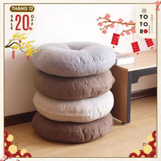  Nệm ngồi bệt TAKUMI phong cách Nhật dày 12cm đệm ngồi thiền lót ghế êm ái vải cotton pha lanh N4 