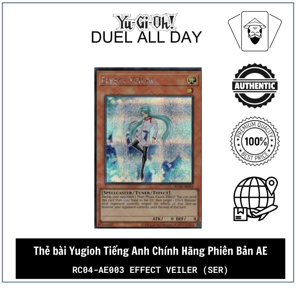 Thẻ bài Yugioh Tiếng Anh Chính Hãng Phiên Bản AE: RC04-AE003 Effect Veiler (SER)
