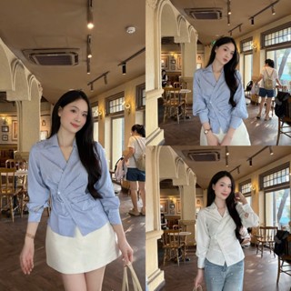  Áo sơ mi nữ cổ V tà chéo sang trọng trẻ trung LAMO - B1491 