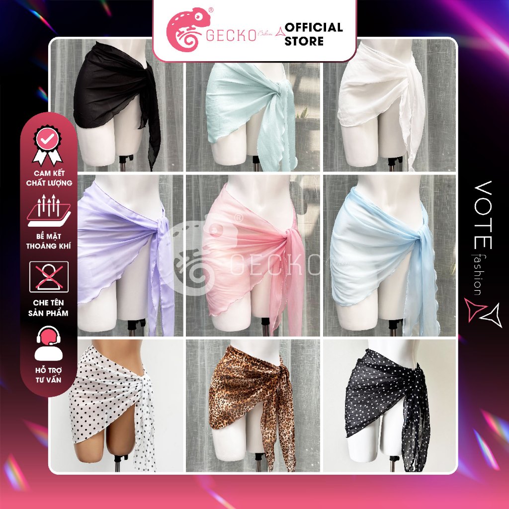 Khăn Quấn Phối Lưới GECKO Mặc NgoàI Bikini 3PK03-B (Ảnh Thật) | BigBuy360 - bigbuy360.vn
