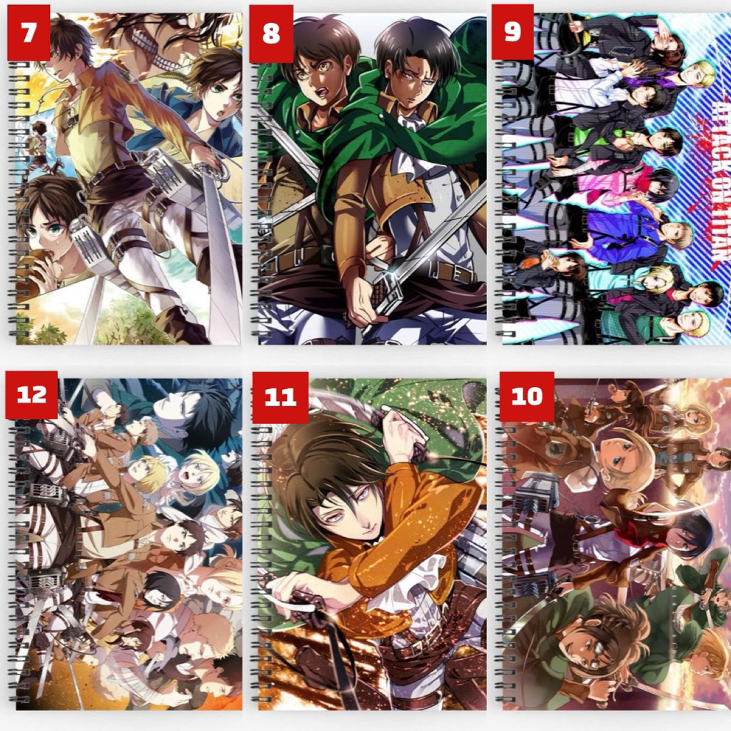 Sổ tay hình Attack on titan / sổ attack on titan Mikasa Ackerman Eren Yaeger,Levi Ackerman,Armin Arl
