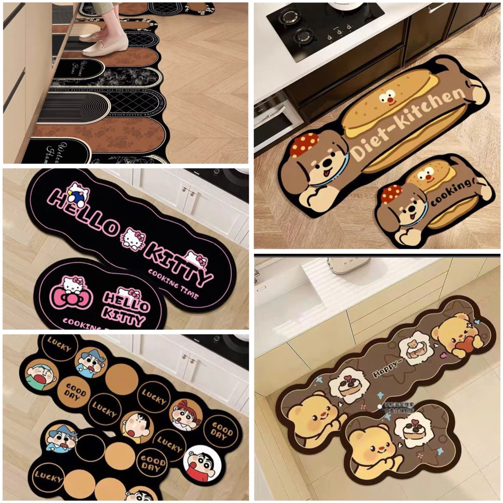 Set thảm bếp nỉ lì decor siêu xinh 40x60cm + 40x120cm