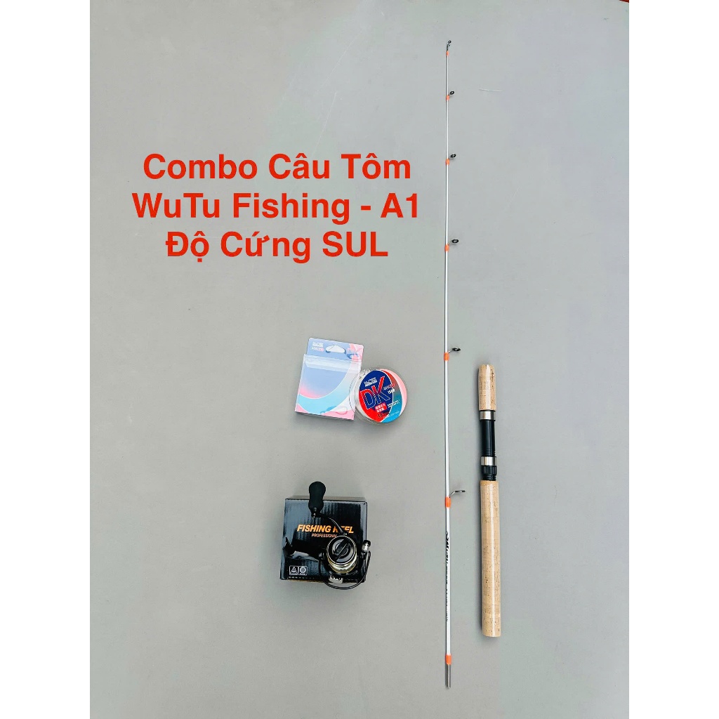 Combo Cần WuTu Fishing - A1 Sợi Thuỷ Tinh. Độ Cứng SUL Siêu Dẻo Dài 1m4 Chuyên Lure Suối, Câu Tôm Má