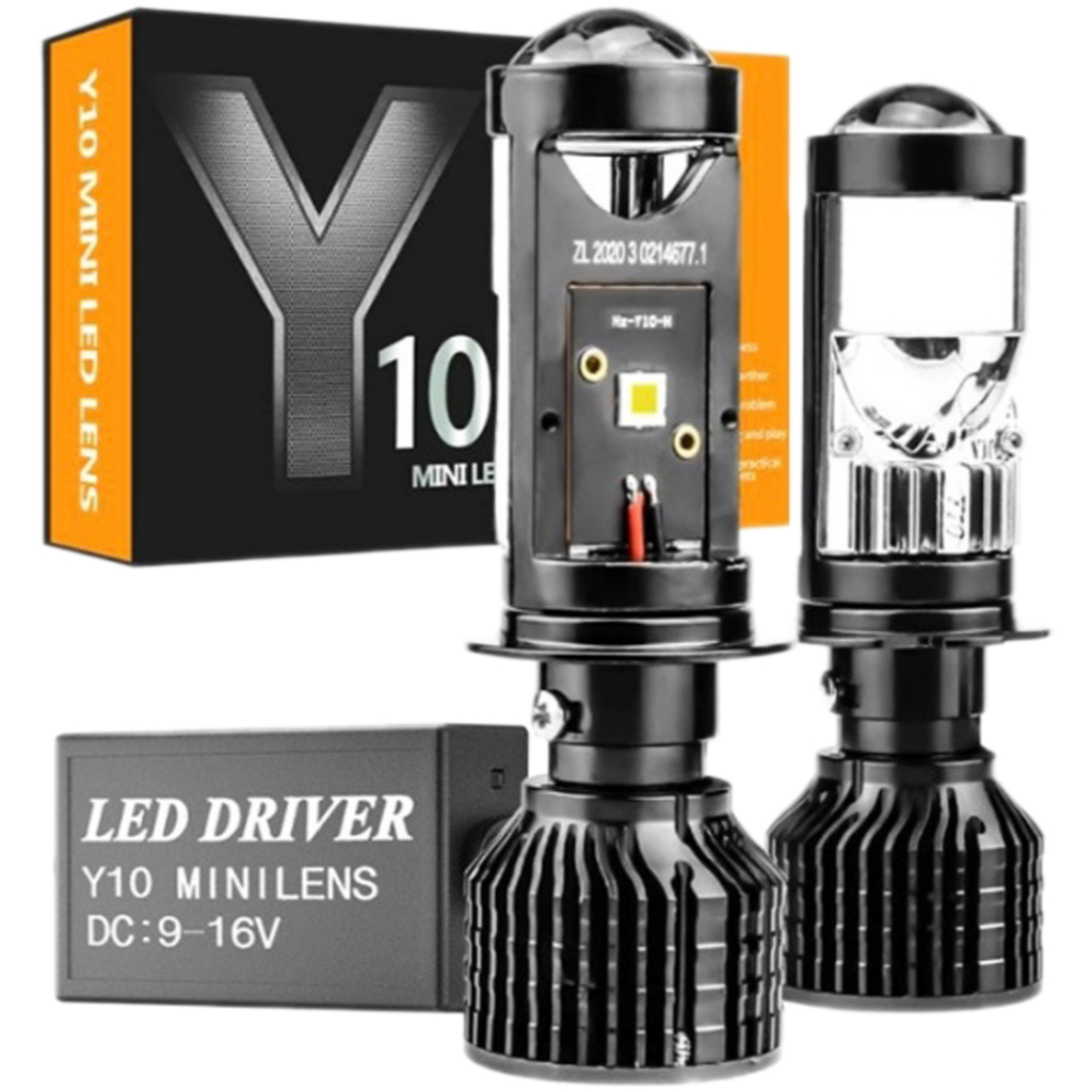 Đèn Pha Led Bi Cầu Mini H4, H7, H11 Y10 Bản Nâng Cấp Hiệu Suát Cắt Sáng Chống Chói H4 Cos Trắng Pha 