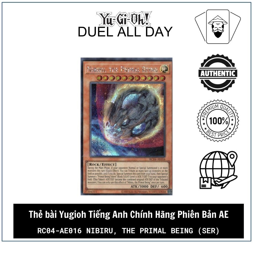Thẻ bài Yugioh Tiếng Anh Chính Hãng Phiên Bản AE: RC04-AE016 Nibiru, the Primal Being (SER)