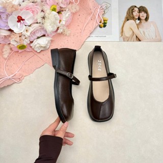  Giày búp bê mũi vuông da lì khoá gài Jocé giày búp bê đơn giản thanh lịch cho nữ 