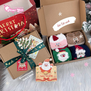  Set quà tặng tất nến thơm noel giáng sinh combo quà tặng Combo gấu bông tất cặp tóc giáng sinh nhiều màu sắc 