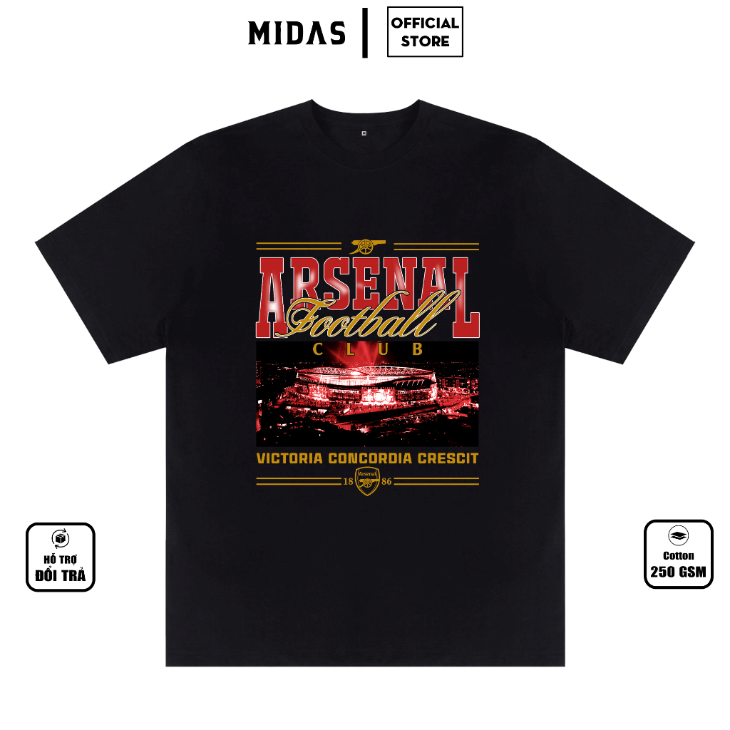 Áo Thun Arsenal, Áo Thun In Hình Arsenal Chất Vải Cotton 250 GSM, Form Unisex Nam Nữ