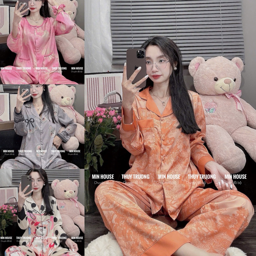 Đồ bộ pijama TD lụa latin tơ tằm mịn (ảnh thật shop tự chụp)